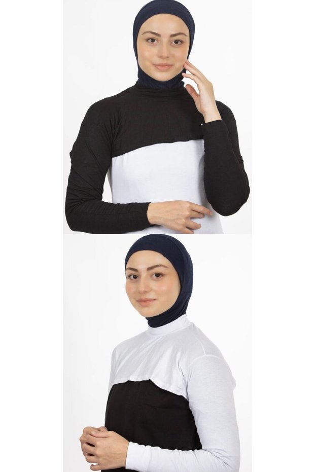 Hijab Neck Collar Sleeve Black White Set of 2