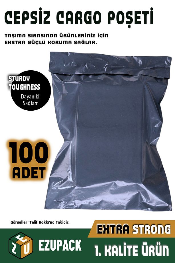 24X30+5 Cepsiz Kargo Poşeti Kokusuz Ambalaj Paketleme Poşet 100 adet - 1