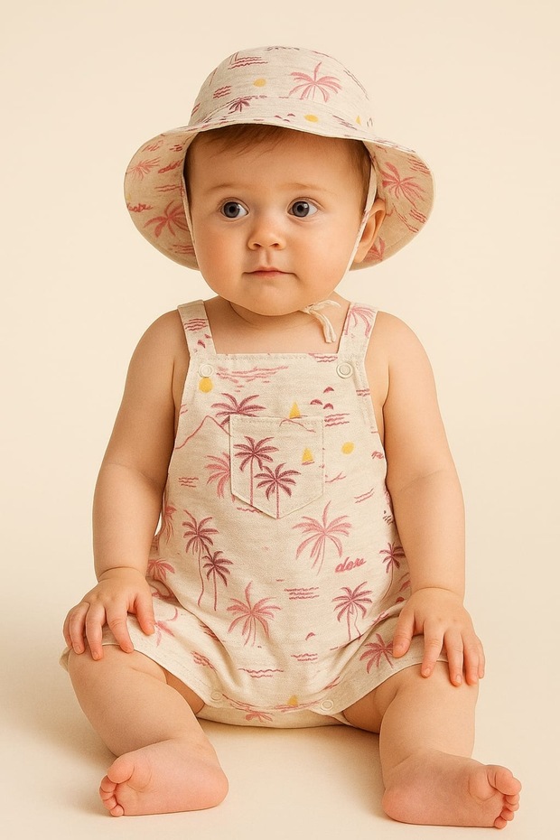 قبعة أطفال بنقشة شجرة النخيل - 1