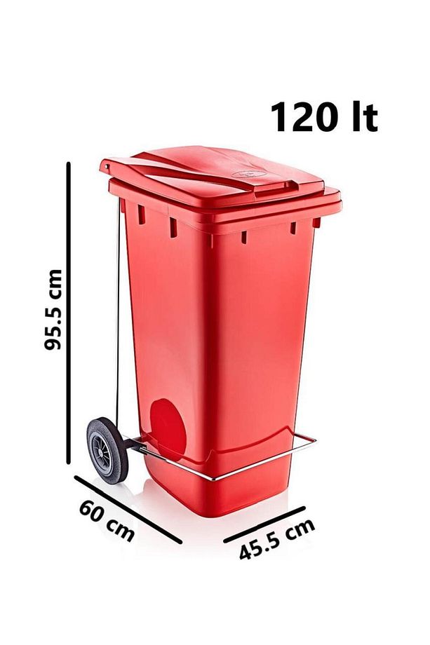 Sy-6507 Pedallı Tekerlekli Kapaklı Plastik Çöp Konteyneri 120 Lt - 2
