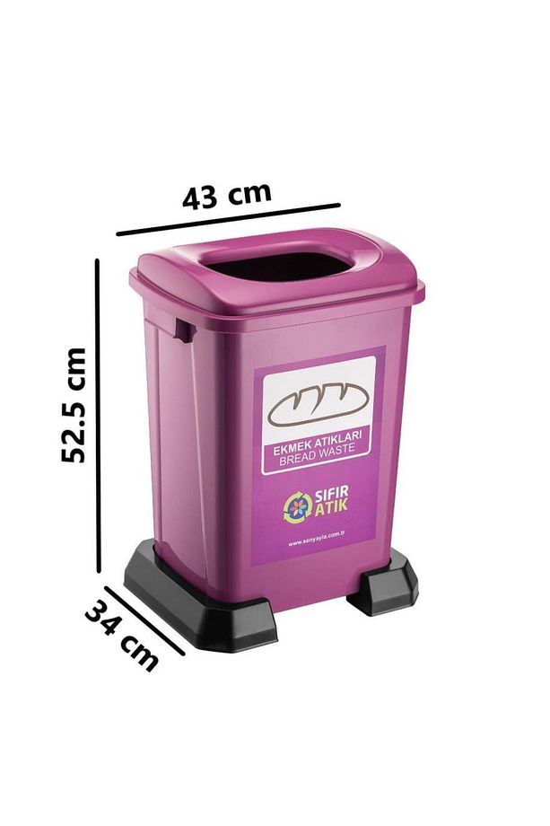 Sy-4395 Sıfır Atık Ekmek Geri Dönüşüm Çöp Kutusu 50 Lt Mor - 2