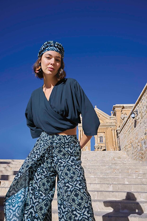 Ethnic Patterned Bottom Top Set - 4