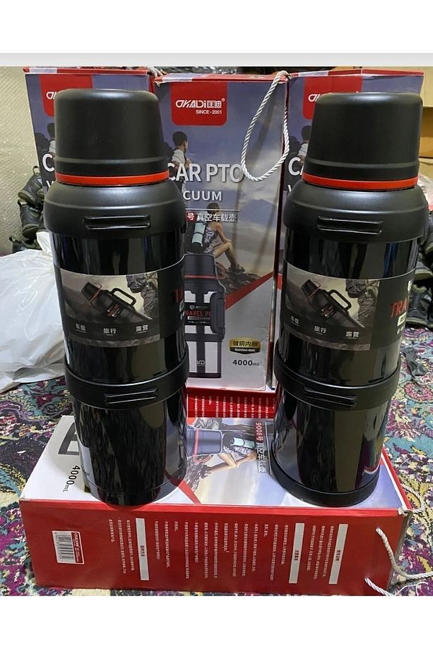 Taşınabilir Büyük 4 Litre Paslanmaz Çelik Dağcı Kamp Piknik Sıcak Soğuk Çay Termos - 8