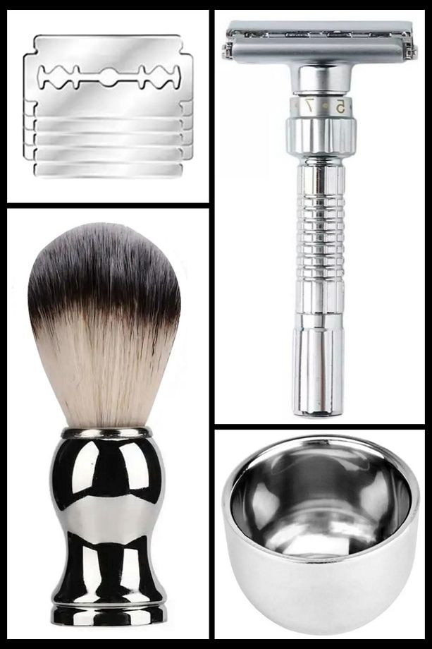 Q8 Ayarlanabilir Full Metal Tıraş Makinesi F10 Fırça Kase 5 Adet Platinum Yaprak Jilet - 1