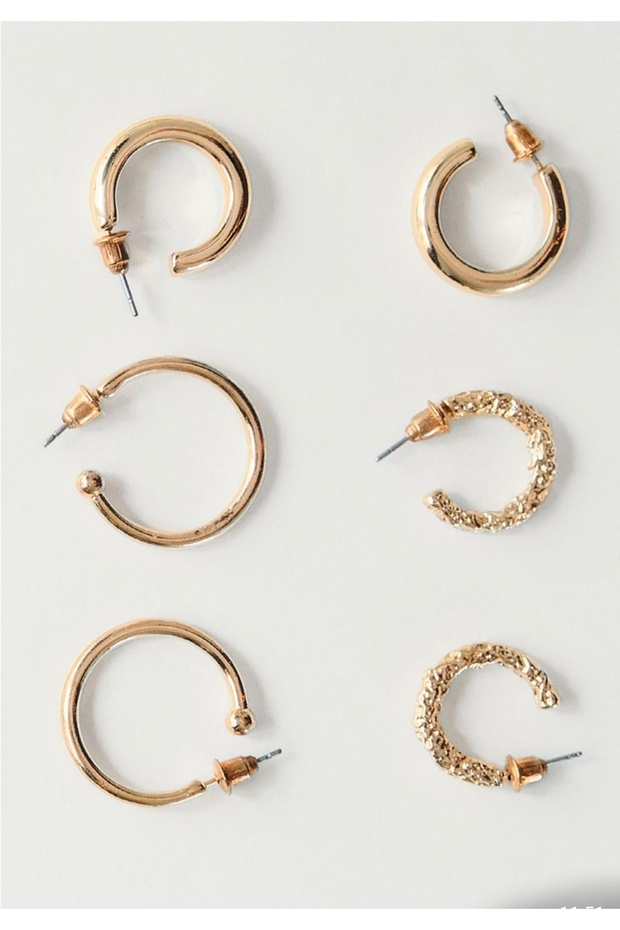 Kadın Gold Basic 6'Lı Küpe Seti - 3