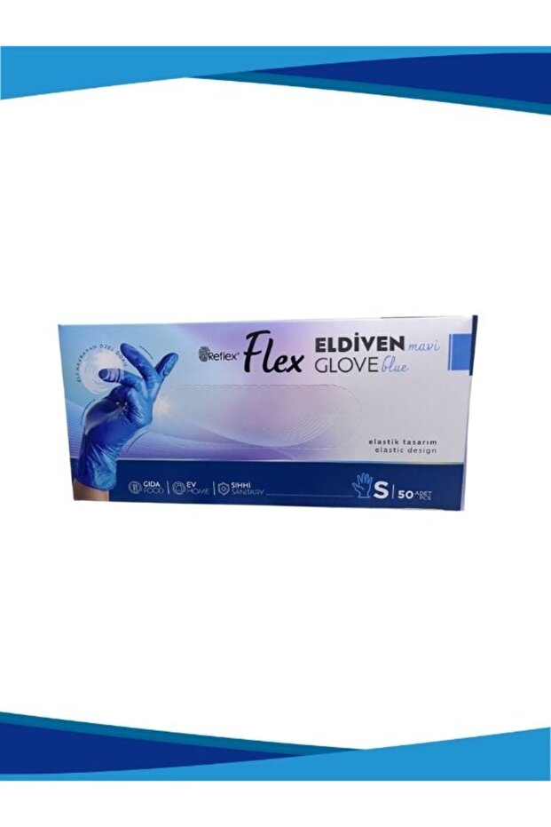 Flex Mavi Pudrasız Eldiven 50'li Small - 1