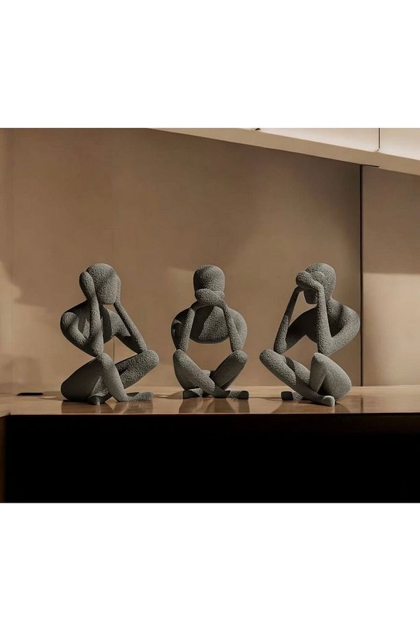 Görmedim Duymadım Bilmiyorum Figürlü Dekoratif Heykel | Modern Minimal Biblo | 3D LAB - 2