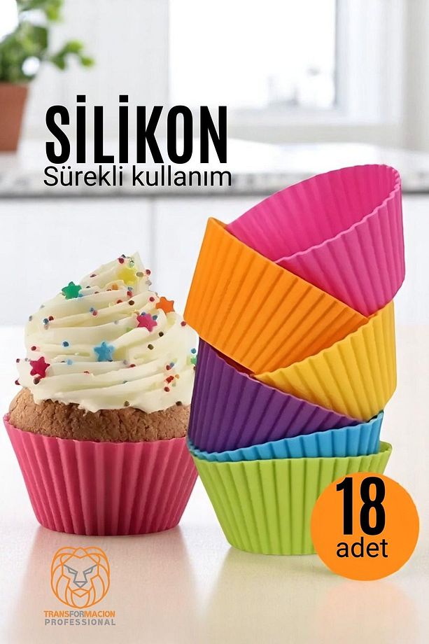 Silikon Muffin Kalıbı - Sürekli Kullanım Muffin Kek Kalıbı 18 ADET 721704 - 1