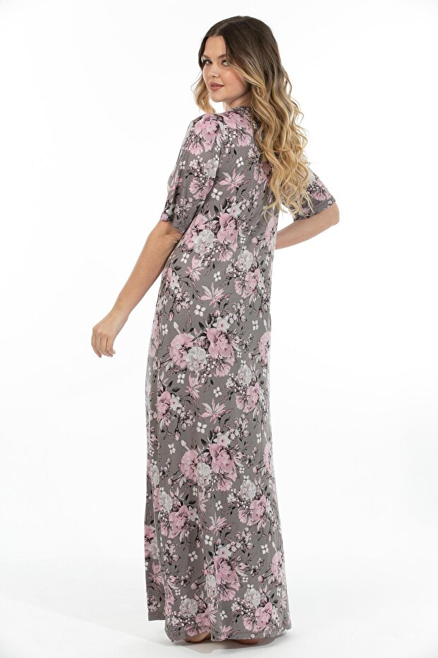 Kadın Bambu Uzun Ev Elbisesi Gecelik - 5