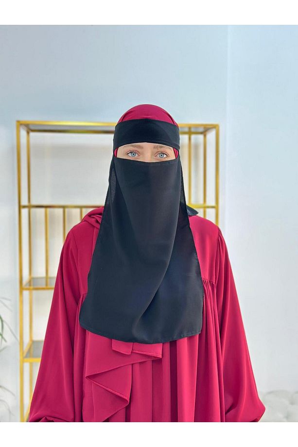 peçe tek katlı , medine ipegi siyah renk - 2