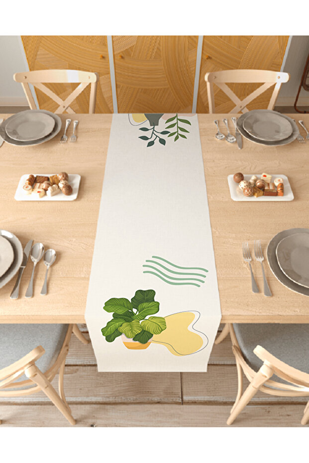Vase Flower Bohemian Pattern Special Design Runner Printed Decorative Beige Tablecloth Modern Home Decoration