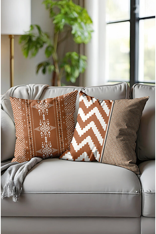 Decorative Patterned Digital Printed Throw Pillow Cover. Double-Sided Hidden Zipper 2-Piece Throw Pillow Cover