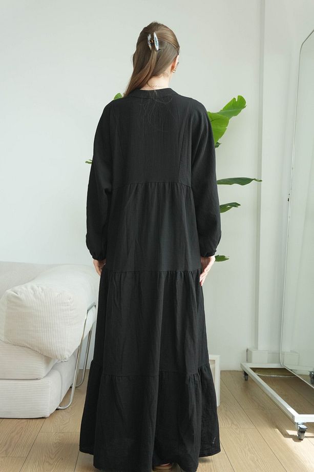 Müslin Oversize Uzun Elbise - 8