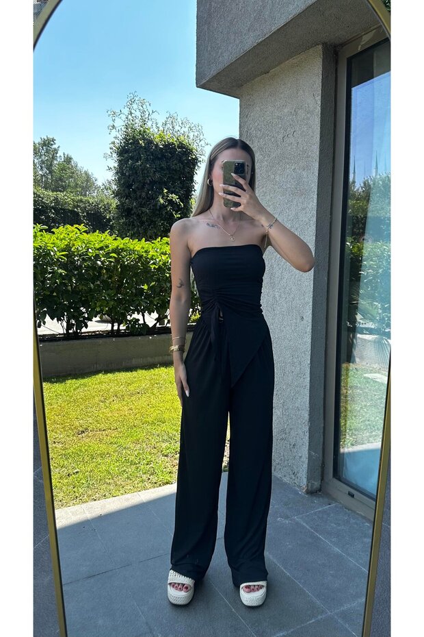 بدلة ساندي سوداء بدون حمالات - 1