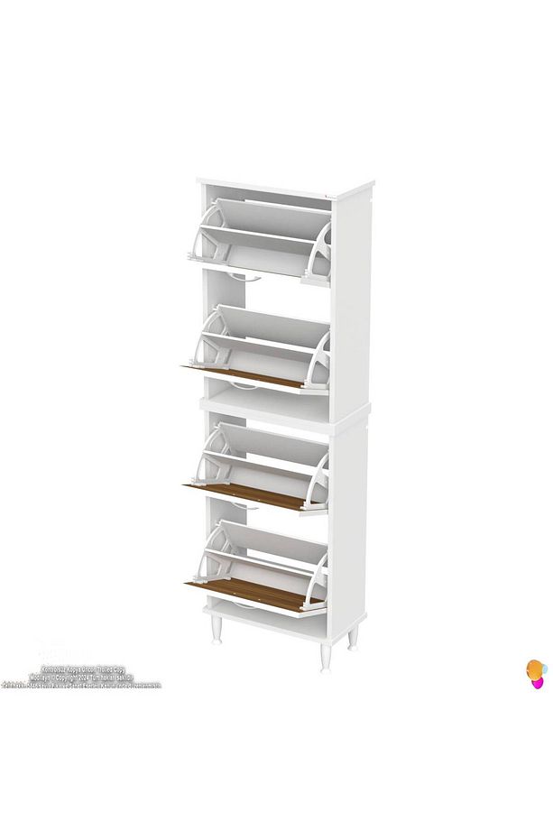 Umay' 2 Li Kapı Önü 52 X 160 X 25,5 Cm’ Lik 4 Düşer Kapak 8 Göz Bölmeli Ayakkabılık - 7
