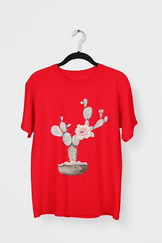 Men/Women -Cactus- Transfer Printed Round Neck Short Sleeve T-Shirt