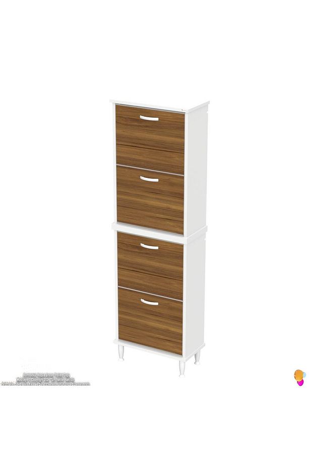 Umay' 2 Li Kapı Önü 52 X 160 X 25,5 Cm’ Lik 4 Düşer Kapak 8 Göz Bölmeli Ayakkabılık - 6