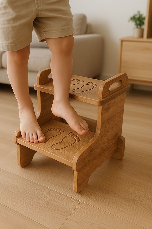 Mdf Basamak Tabure Çocuk Bebek Banyo Wc Lavabo Merdiven Yükseltici - 3