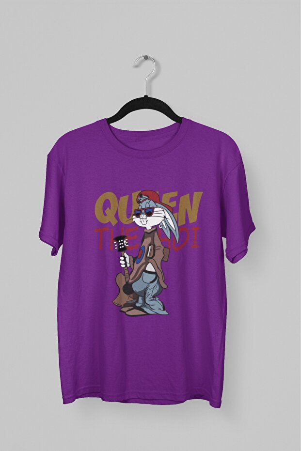 Men/Women -Queen Rabbit- Transfer Printed Round Neck Short Sleeve T-Shirt
