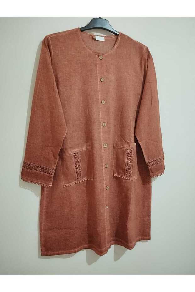 authentic, 100% Pure cotton, grinded, lycra free, long sleeved tunic with 2 pockets, lace