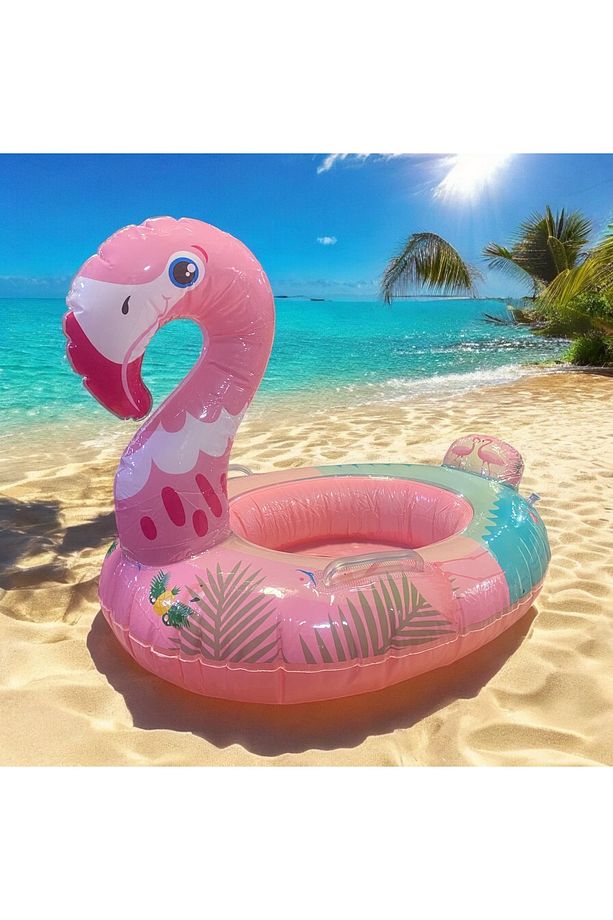 Çocuk Deniz Simidi Flamingo Oturmalı Tutucaklı 0-5 Yaş - 2