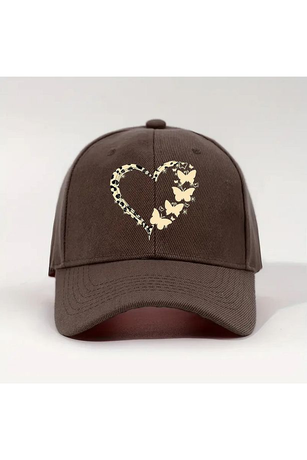 Leopar Kalp Baskılı Kadın çıt çıtlı şapka - 1