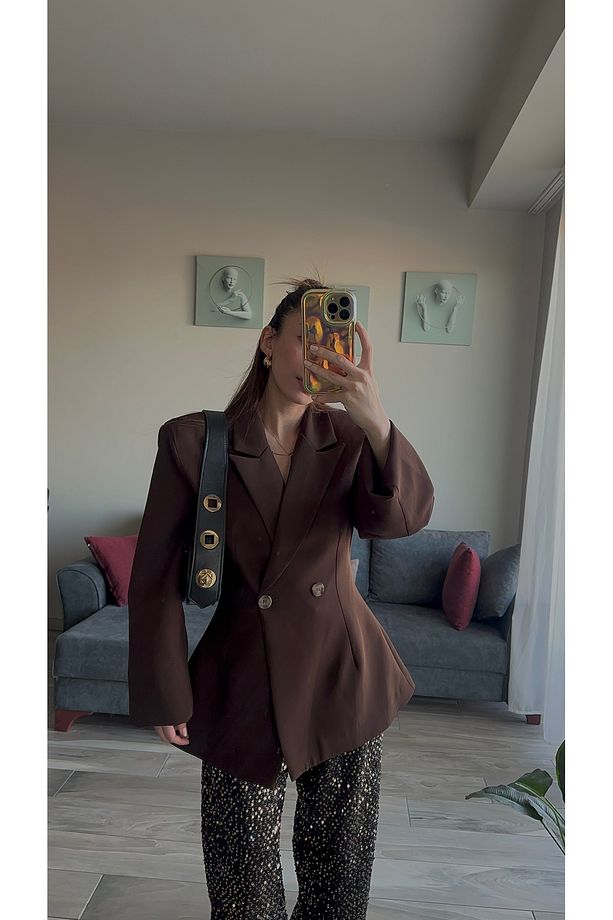 Belden oturmalı blazer ceket - 4