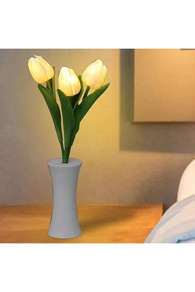 مصباح ليلي LED بتصميم زهرة التوليب يعمل بالبطارية لتزيين المنزل