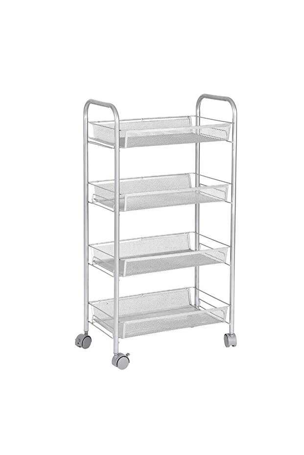 4-tier Storage Rack With Wheels Silver - 2