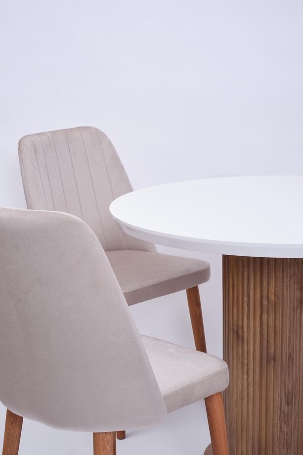 Bohem Milano Yuvarlak Lak Panel Mutfak Masa Takımı 100cm - 3