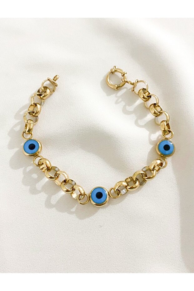 Evil Eye Beaded Steel Bracelet Does Not Fade Blackening