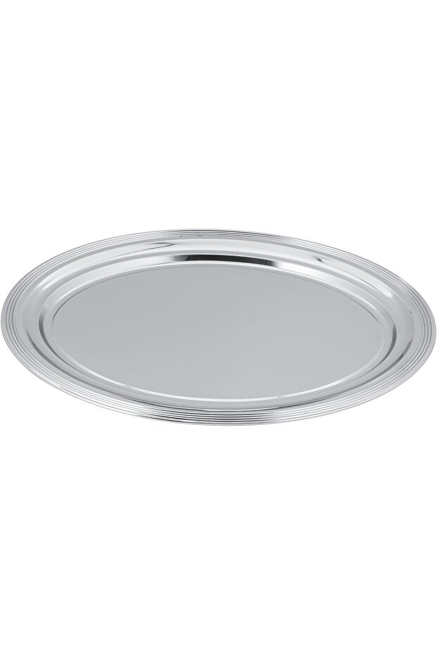 صينية تقديم بيضاوية بمقابض جانبية، كروم - 2