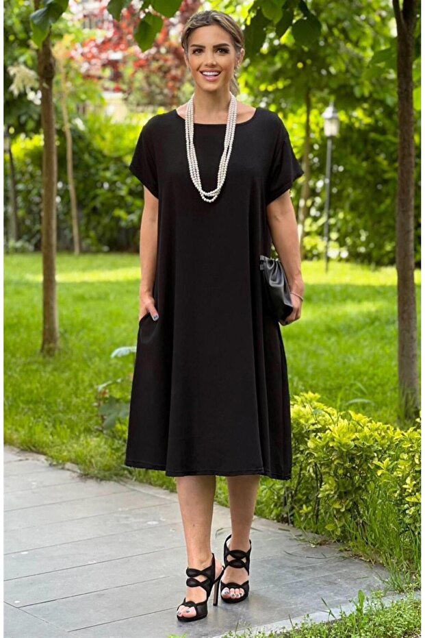 Black Pearl Black Cotton Dress