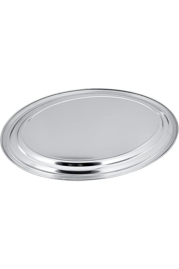 صينية تقديم بيضاوية بمقابض جانبية، كروم - 3