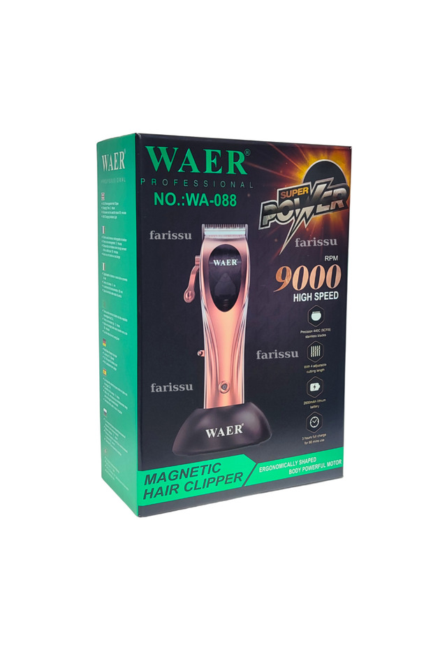 WA-088 9000 RPM Profesyonel Saç Kesme Makinesi | 2600mAh Batarya | 4 Taraklı | Şarj Standlı - 4