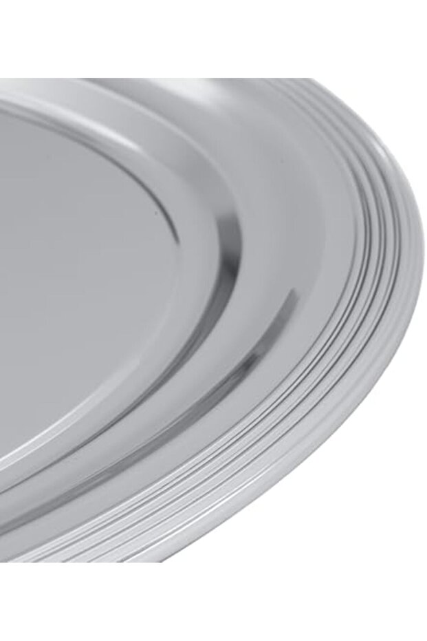 صينية تقديم بيضاوية بمقابض جانبية، كروم - 6