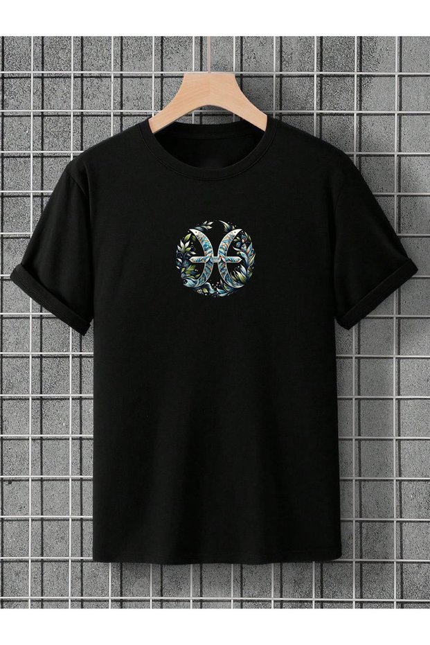 Black White Unisex Pisces Icon Astrology Birthday Gift Oversize T-Shirt T-Shirt