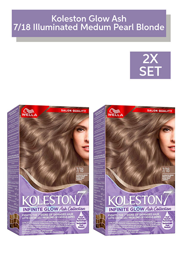 Koleston Supreme Infinite Glow Ash - 100% Grey Coverage - 7/18 Illuminated Medium Pearl Blonde X 2