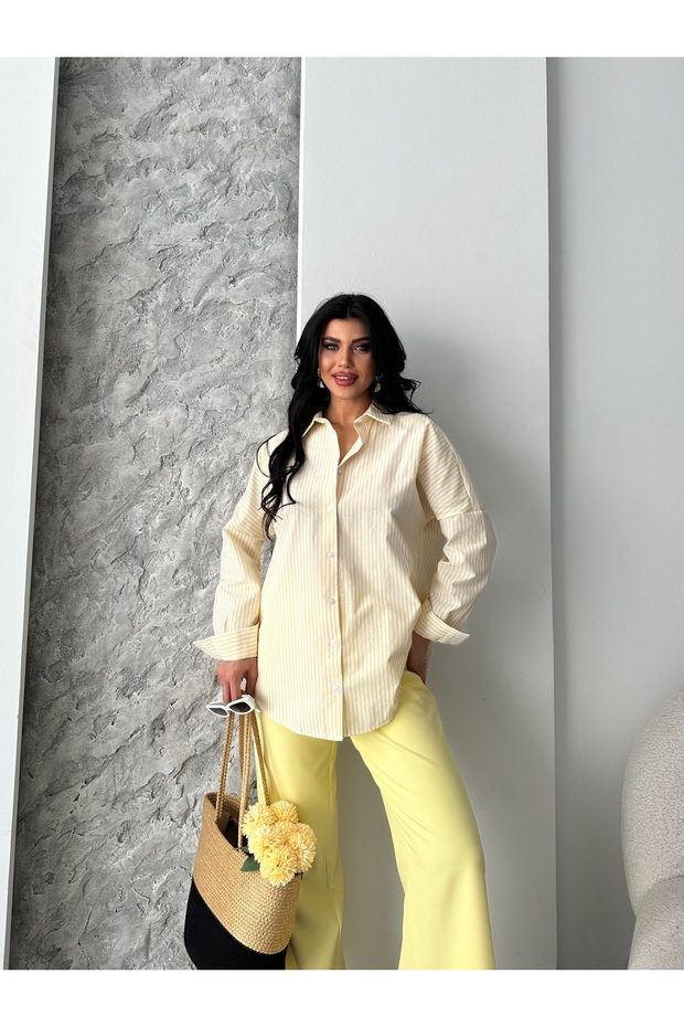 çizgili poplin gömlek - 2