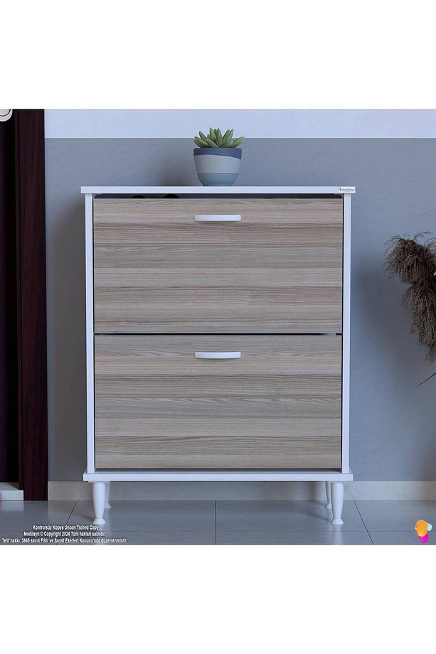Umay Kapı Önü 72x90x25, 5 Cm’ Lik 2 Düşer Kapak 4 Göz Bölmeli Ayakkabılık - 4