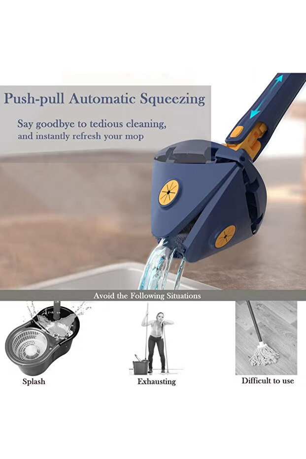 360 Degree Rotating Extendable Multifunctional Wet Microfiber Mop with 3 Replacement Pads - 6