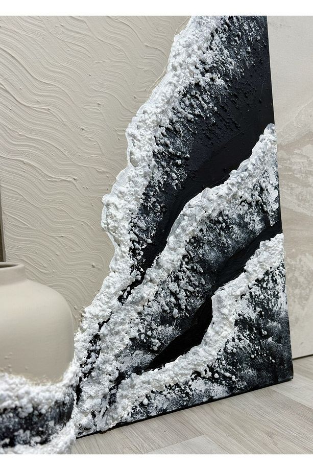 Dokulu Alçı Tablo – Sonsuz Kıyı  El Yapımı 3D Dekoratif Duvar Tablosu - 3
