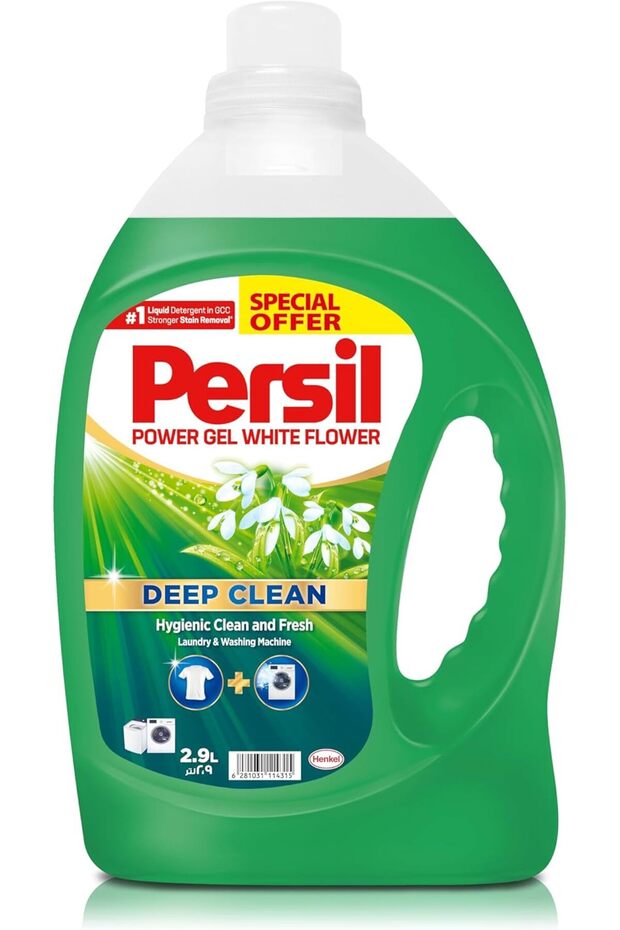 Persil Power Gel Liquid Laundry Detergent, With Deep Clean Technology, White Flower, 2.9L