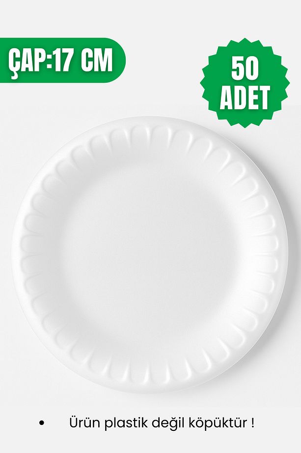 Köpük Tabak Yuvarlak Küçük Boy 50 Adet Çap:17cm - 1