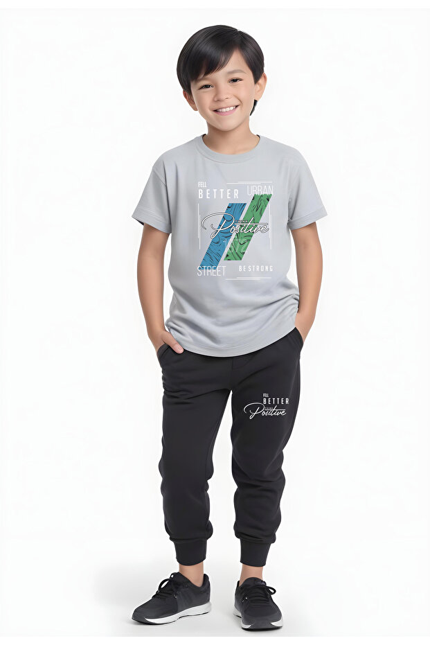 Boy's Seasonal Positive Printed Bottom-Top Suit