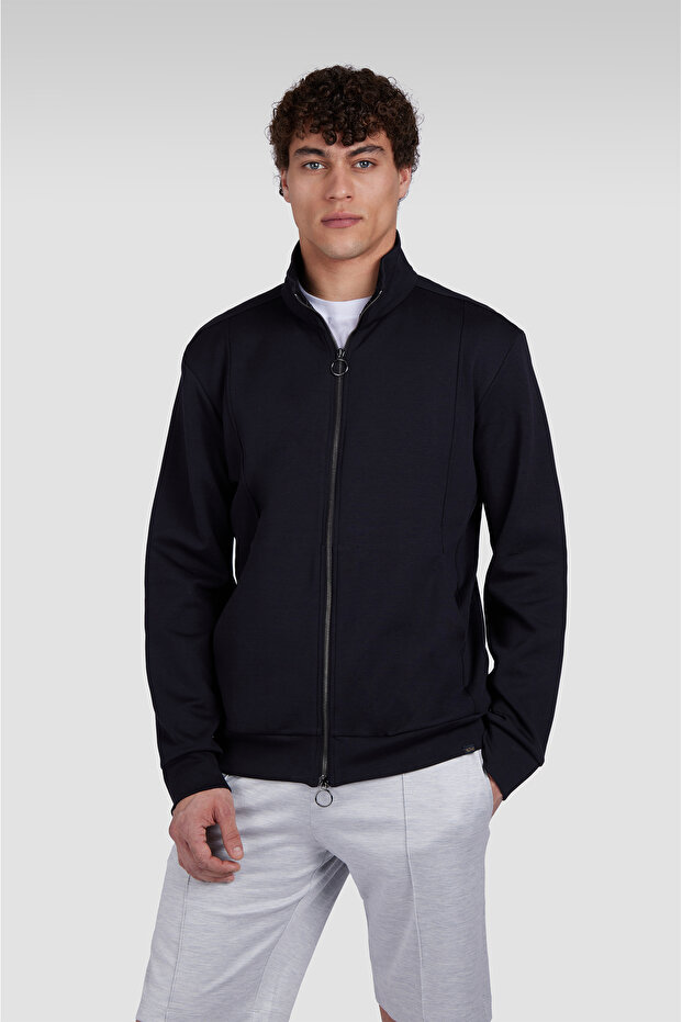 Cotton Nylon Zipped Sweatshirt