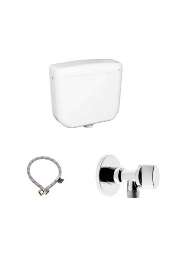 Concept WC cistern 1.9 l, monobloc, White, with corner tap 1/2 x 1/2 and water supply connection 1/2 - 2
