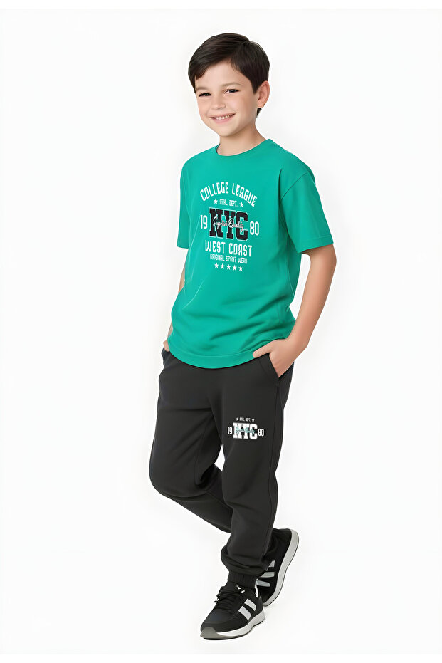 BOYS' SEASONAL NYC COLLEGE PRINTED TOP-AND-BOTTOM SET