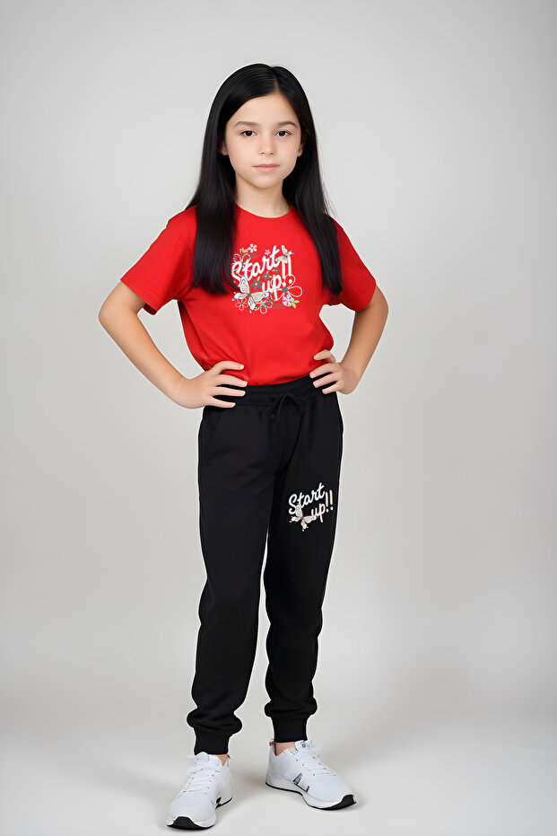 Girl's Printed Start up Lower-Top Pjamas Suit