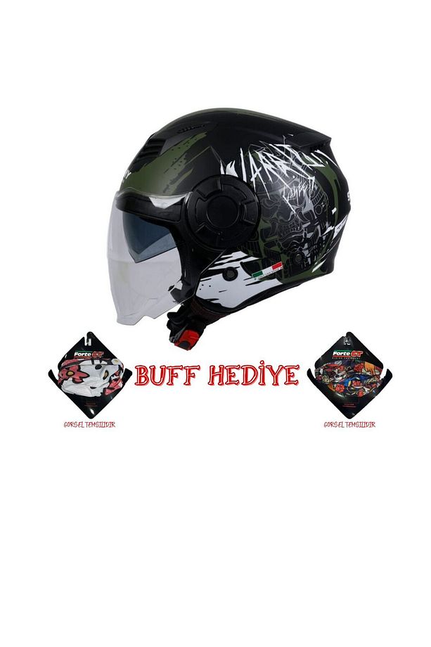 SW 766 WARRIOR Matt Black Army Grey Yarım Kask - 1